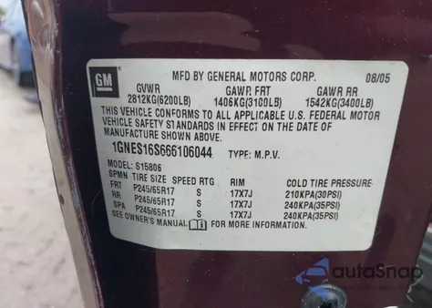 2006 Chevrolet Trailblazer Ext Ls z USA, uszkodzony, nr VIN 1GNES16S666106044